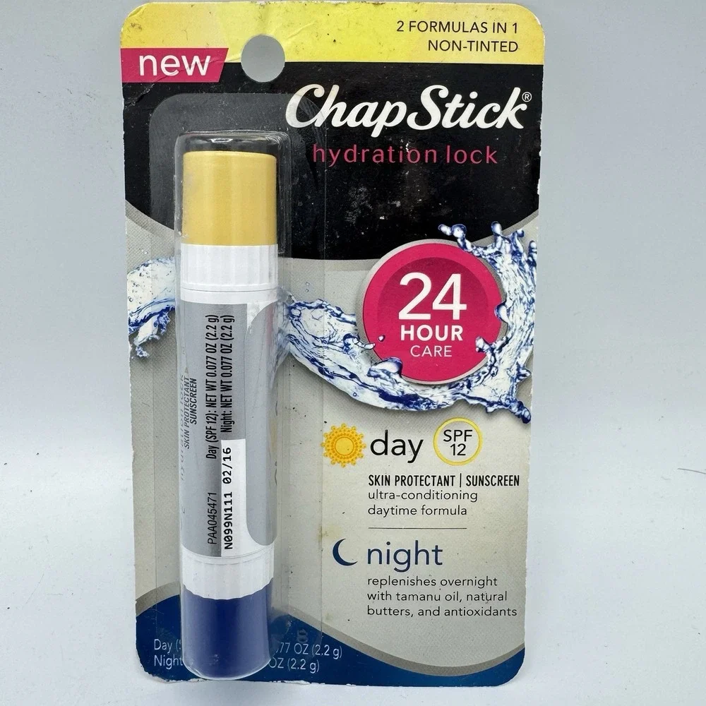 ChapStick Hydration Lock 24 Hour Care Day/Night Non-Tinted SPF 12 RARE NOS